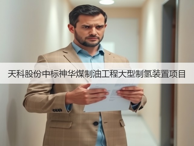 天科股份中标神华煤制油工程大型制氢装置项目